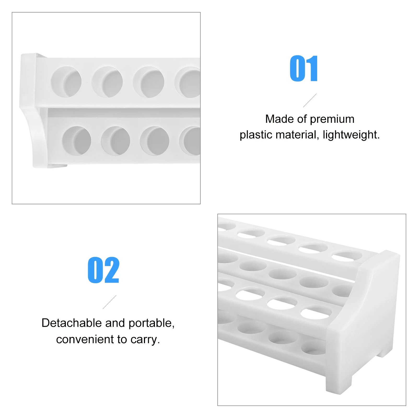 

5pcs Test Tube Rack Plastic 20 Slot Lightweight Detachable Organizer Stand for 15mm Tubes Laboratory Food Beverage Use