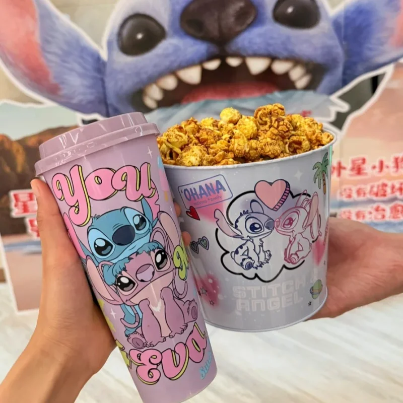 Barang Dagangan "Stitch Tersedia Asli (Lilo & Stitch) - Seri Piala Koleksi: Cangkir Jerami Baru & Ember Popcorn"