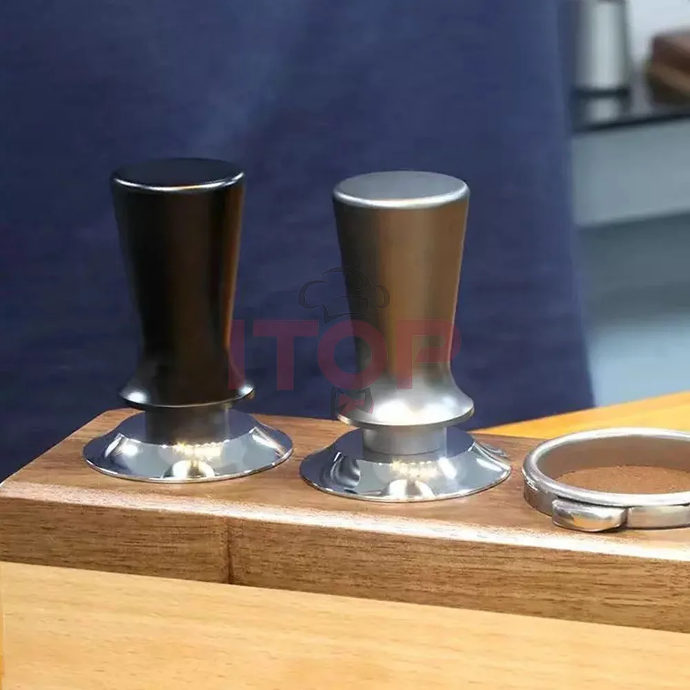 ITOP 58Mm Palu Bubuk Tamper Kopi Dikalibrasi Tekanan Stabil Dasar Datar 304 Alat Espresso Portafilter Barista Baja Tahan Karat