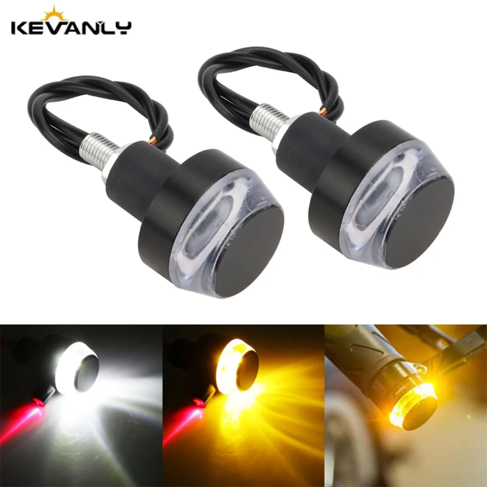 2Pcs Motorcycle Led Handlebar Lamp Turn Signal Driving Lights Signal Light Brake Light Flashing Beacon Stop Lamp Parking Light