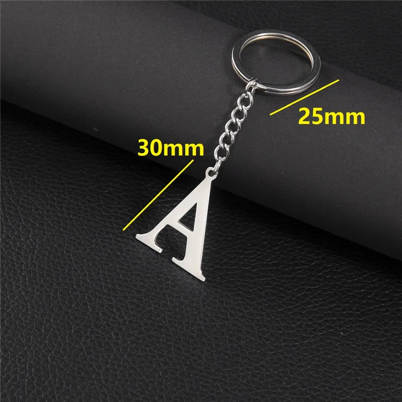 DIY A-Z Letters Key Chain for Men Metal Keychain Ring Women Car Key Ring Simple Silver Color Alphabet Name Jewelry Daily Gift