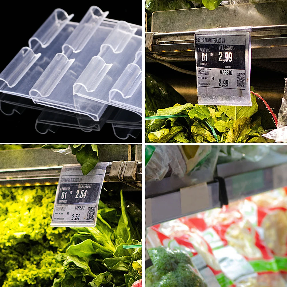 

60pcs Label Holders Plastic Price Cards Inserts for Storage Bins Business Shelves Clear Visual Effect Easy to Use in
