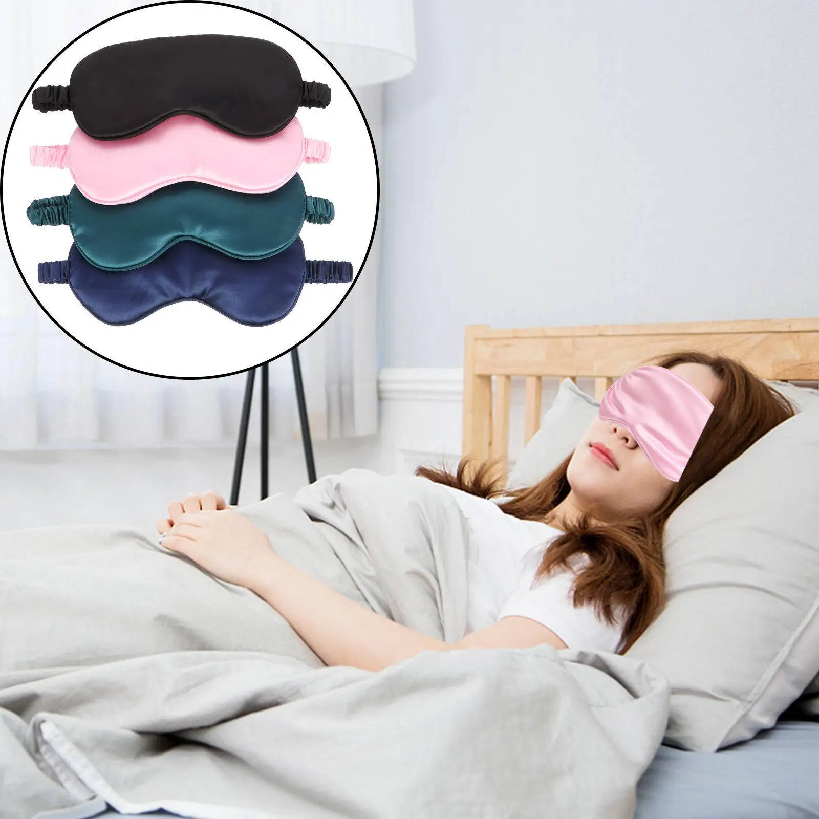 

4Pcs Sleeping Eye Mask Silk Sleep Blindfold Light Blocking Eyeshade Travel Soft Relaxing Eye Cover Silk Sleep Mask