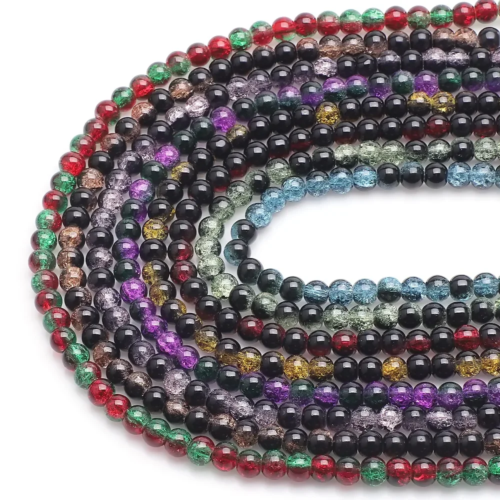 

8 мм, 100 шт., ювелирные изделия своими руками, бусины с цветочным рисунком, хрустальное стекло, двухцветные аксессуары, черные и красные материалы для изготовления рождественских подарков