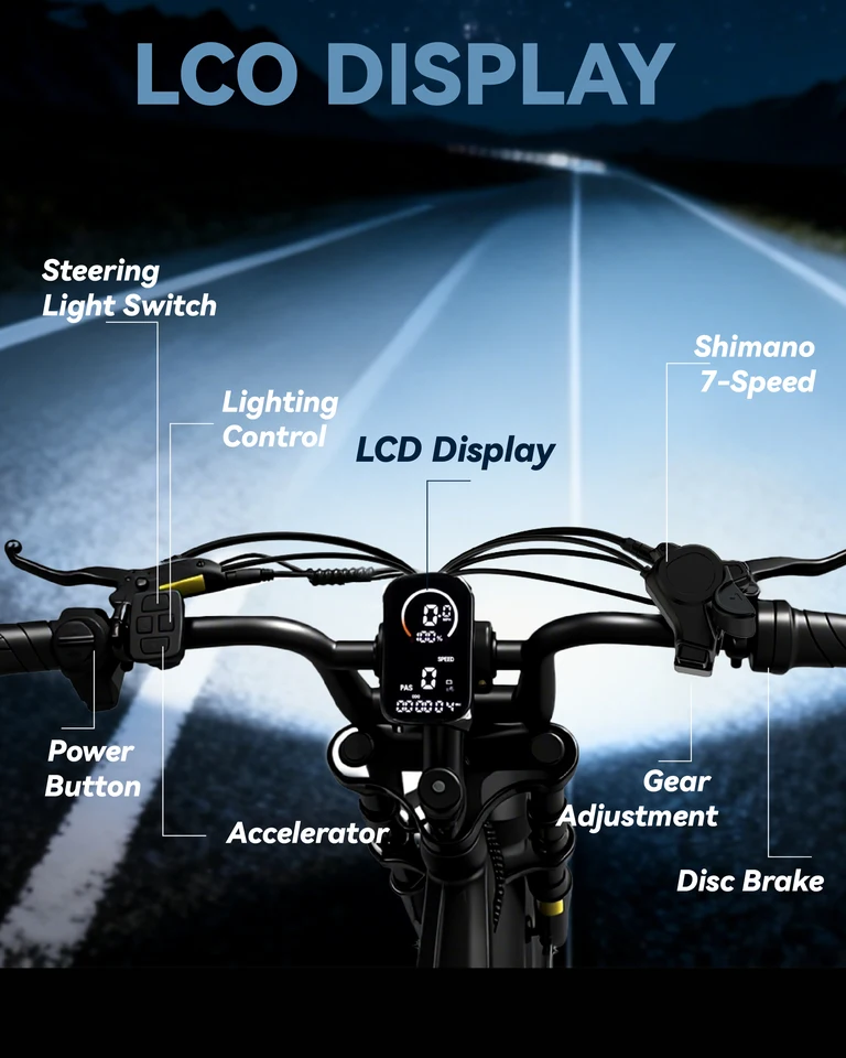 Adult 20×4.0" All‑Terrain Fat Tire E‑Bike 1500W Motor 34MPH Max Speed 48V18Ah Detachable Battery Shimano 7‑Speed Ebike For Snow Mountain Commute image 8
