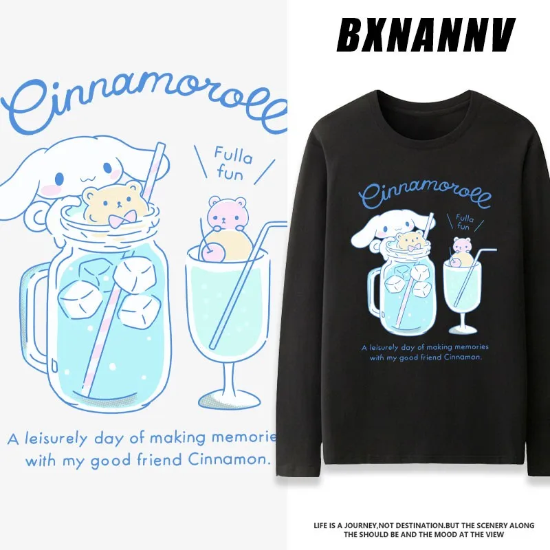 

2024 New Cinnamon Dog Co-branded Long-sleeved T-shirt Female Sanrio Big-eared Dog Animation Peripheral Clothes Girls T-shirt