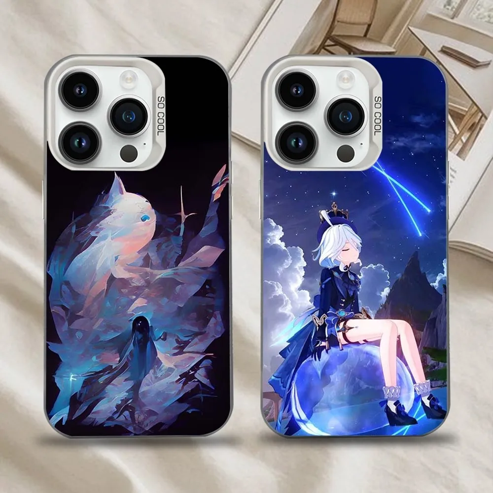 

Shenhe Genshin Impact Furina Phone Case For iPhone 16,15,14,13,12,11,Mini,Pro,SE,MAX White Matte Shockproof Cover