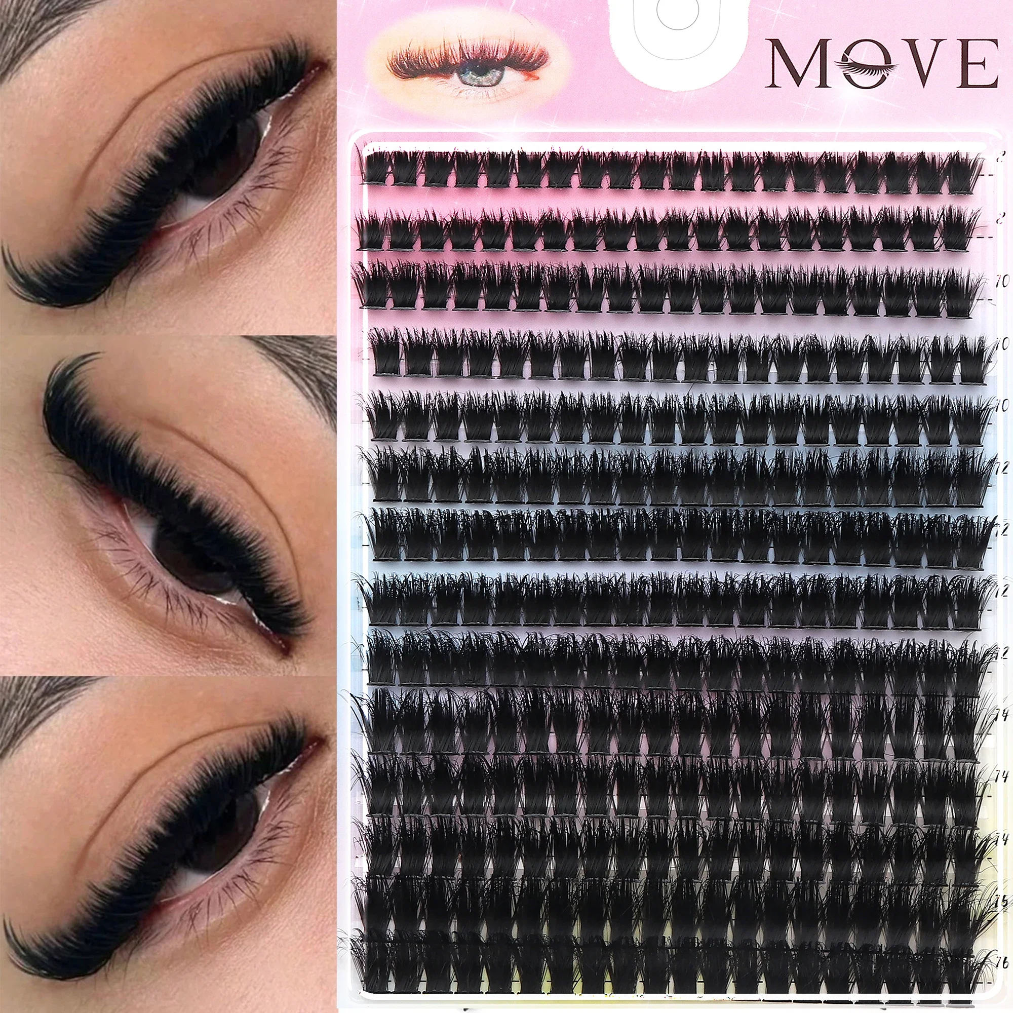 80D Faux Mink Cluster Lashes DD Curl 280pcs Mixed Fluffy Individual Eyelashes 8-16mm DIY Lash Extensions for Makeup