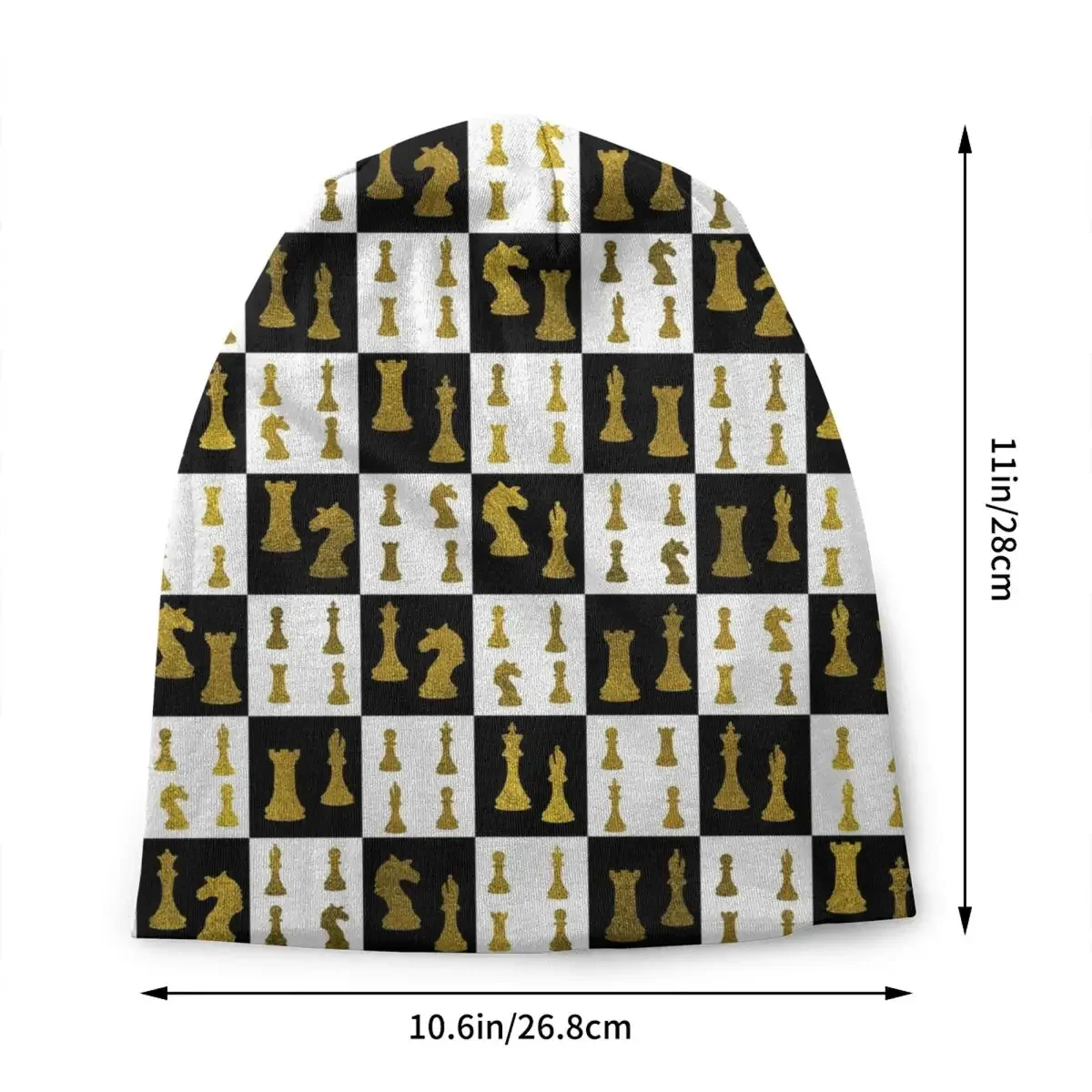 Bonnet Winter Knitting Hat Chessboard And Gold Chess Pieces Hip Hop Skullies Beanies Caps Chessboard Beanie Hats Outdoor Ski Cap