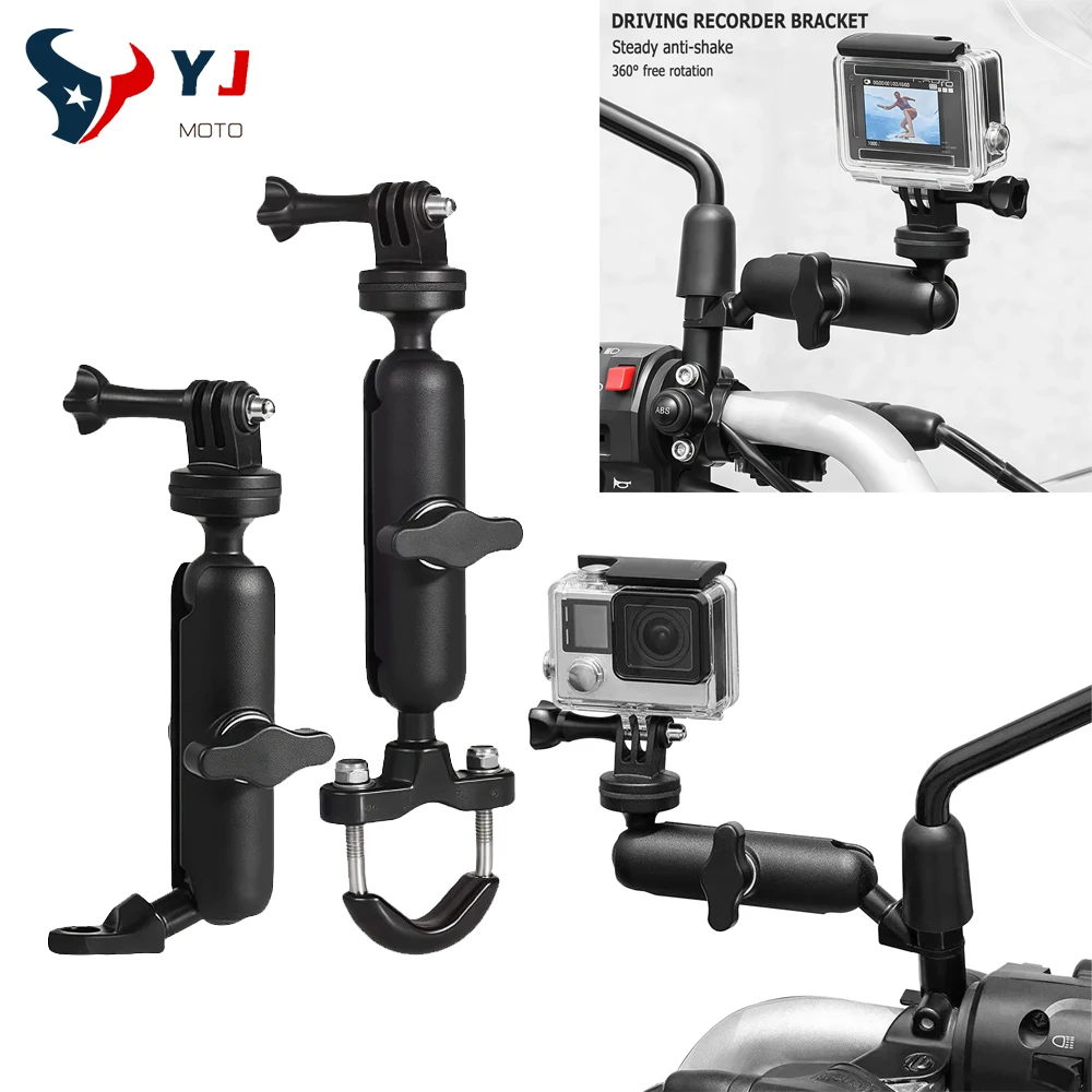 Metal Motorcycle Bicycle Camera Holder Handlebar Mirror Mount Bike Bracket for GoPro Hero DJI Phone Action Camera Accessories