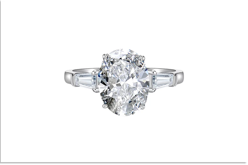 JEWELLWANG Lab Grown Diamond Ring mit drei Steinen, minimalistisch, elegant, oval, Taubenei, 3 Karat, Verlobung, Hochzeit, funkelndes Geschenk für Frauen – Detail 8