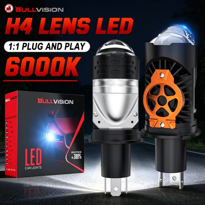 1/2Pcs H4 LED Mini Projector Lens LED Headlight Bulb 6000K CANBUS Turbo LHD RHD High Low Beam Auto Fog Lamp 12V 24V Plug&Play
