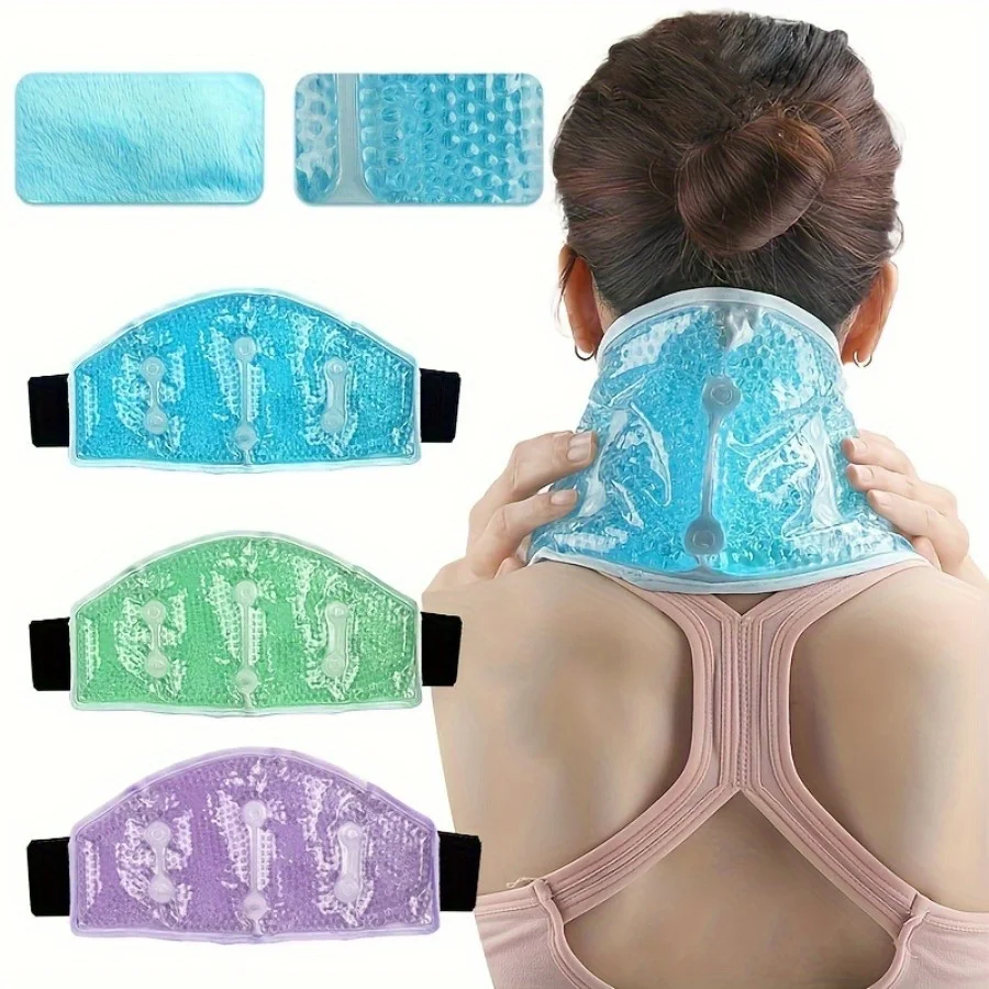 Reusable Gel Bead Neck Strap - Universal Fit Hot/Cold Compress for Shoulder, Neck, and Waist Relief - Microwave and Refrigerator