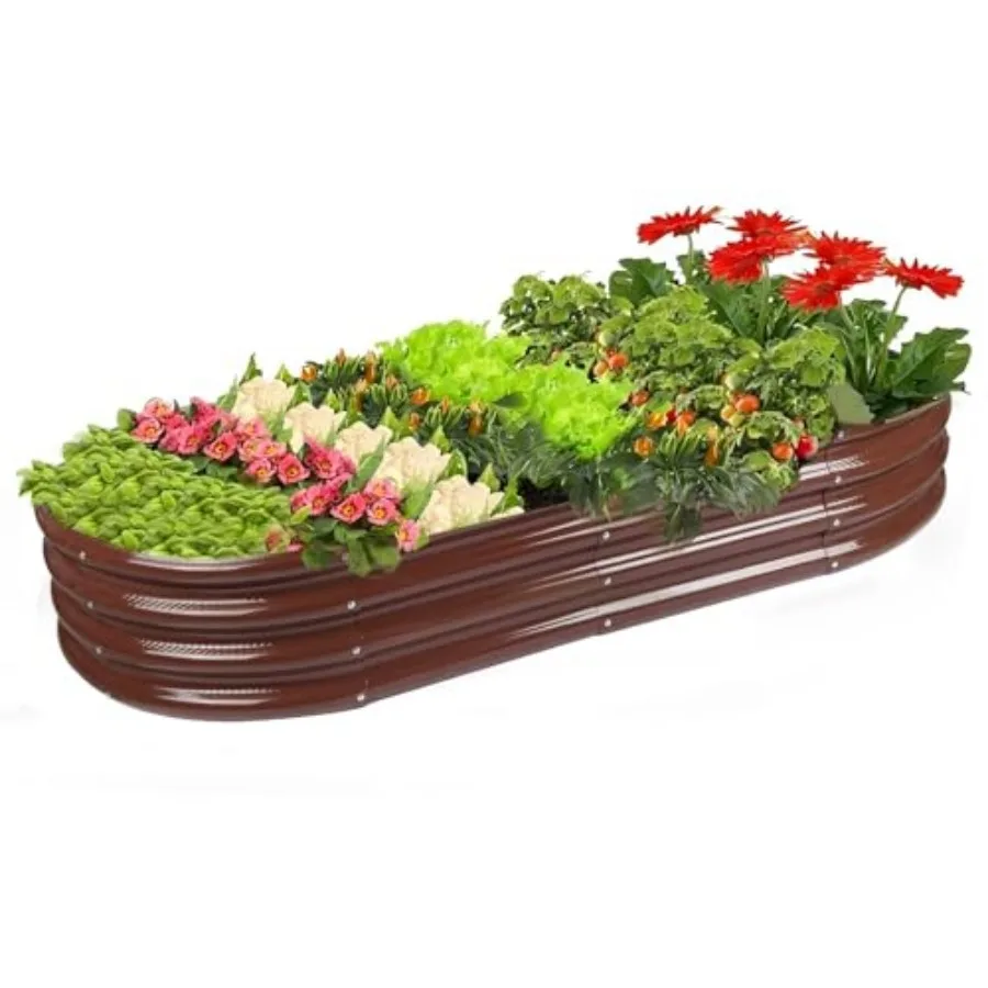 

Овальная оцинкованная грядка-клумба GRS-сертифицированная, устойчивая к гниению, из переработанных материалов, для сада и улицы