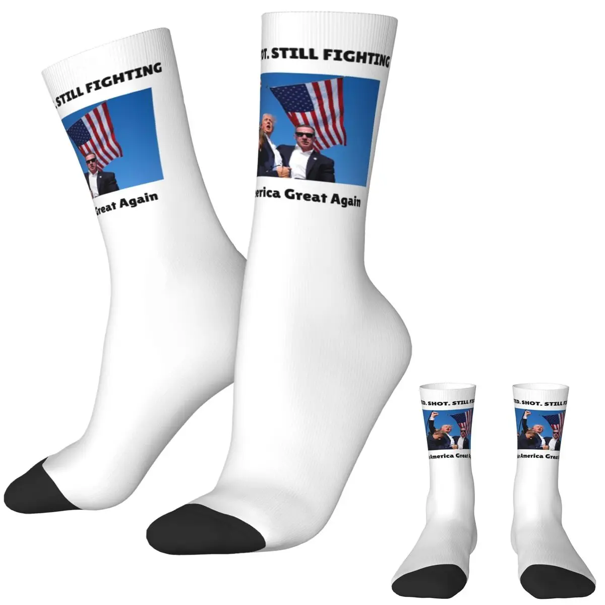 Trump Arrested. Shot. Still Fighting Stockings Make America Great Again Trump Socks Winter Non Slip Socks Men Cycling Socks