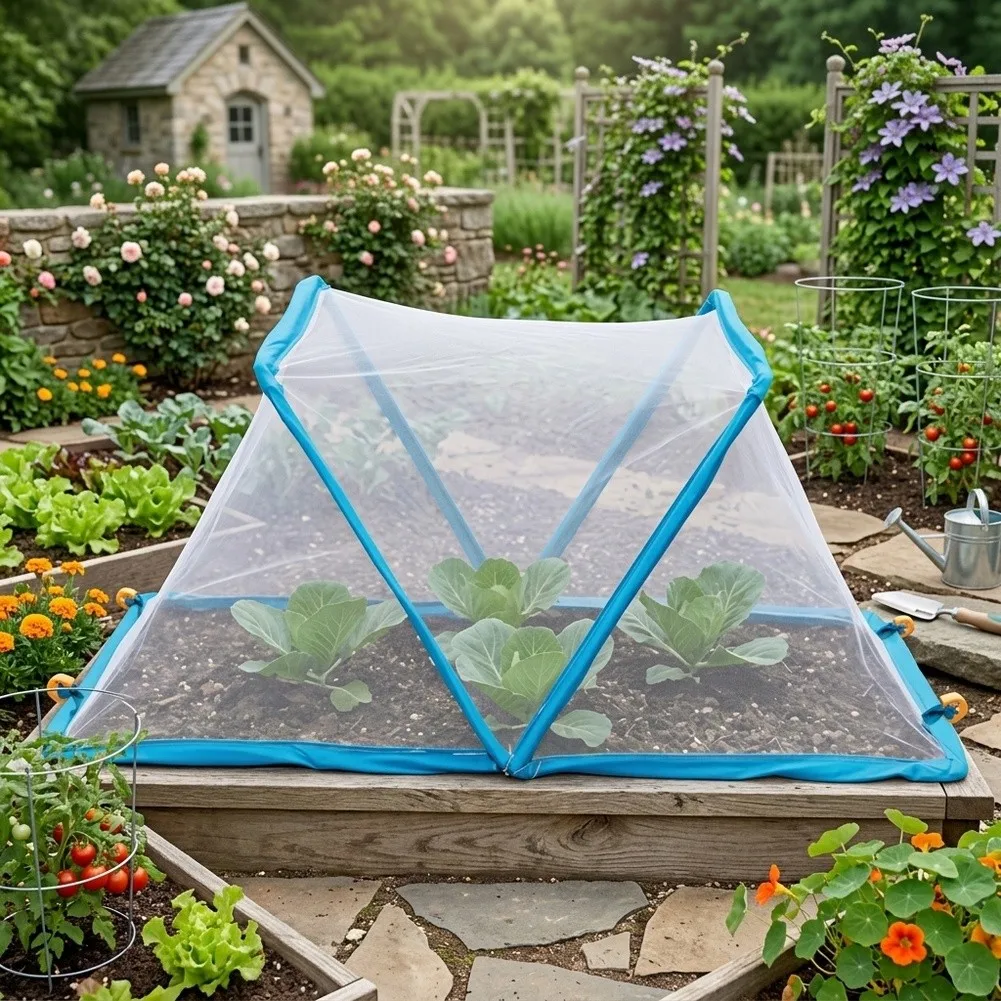 Foldable Garden Net Cover for Raised Beds 47.24 x 23.62 Inches Lightweight Polyester Mesh for Vegetable Fruit Flower Protection