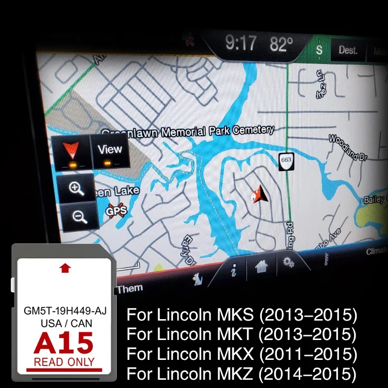 GM5T-19H449-AJ USA CAN Mex North America Area Car Sd Card A15 Cid Maps GPS Navigation for Lincoln Car NAVI Accessories