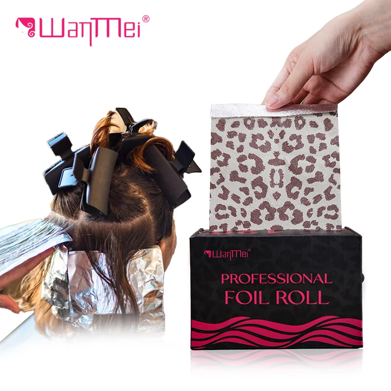 Pre-Cut Leopard Print Hair Foil Sheets 5x10.75 Inch, 500 Count Embossed Non-Slip Aluminum Foil Roll, Professional Salon Highlight Foil for Hair Coloring Bleaching Balayage