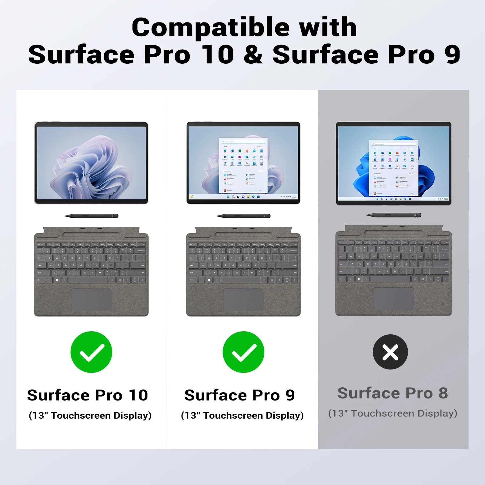 MoKo Case for Microsoft Surface Pro 11,Surface Pro 10,Surface Pro 9 13 Inch, All-in-One Protective Rugged Cover