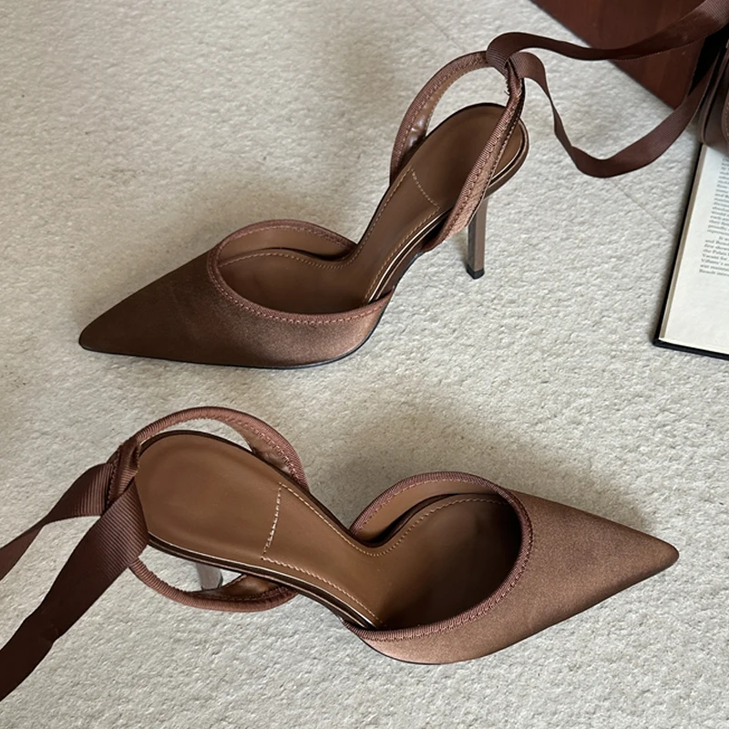 Frühlingsdesign Sexy Knöchelriemen-Pumps Damen-Sandalen Spitze Stiletto-Absätze Netzstoff Damenschuhe Zapatillas De Mujer