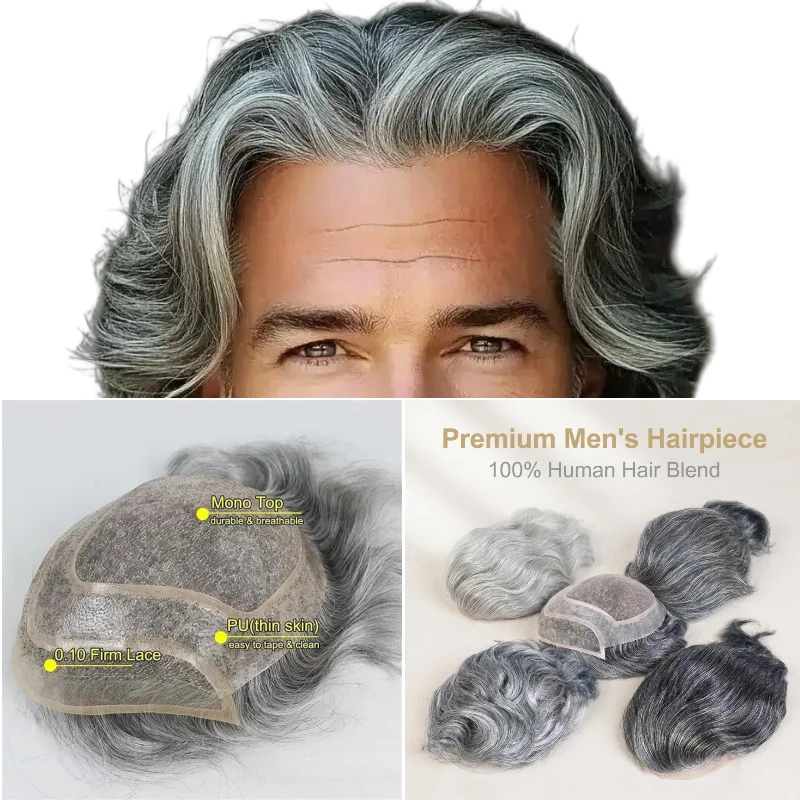 

Human Hair Mens Hair Topper Mono Base 8x10 6inch Hair Piece Color 1B20 1B60 Wholesale Dropship
