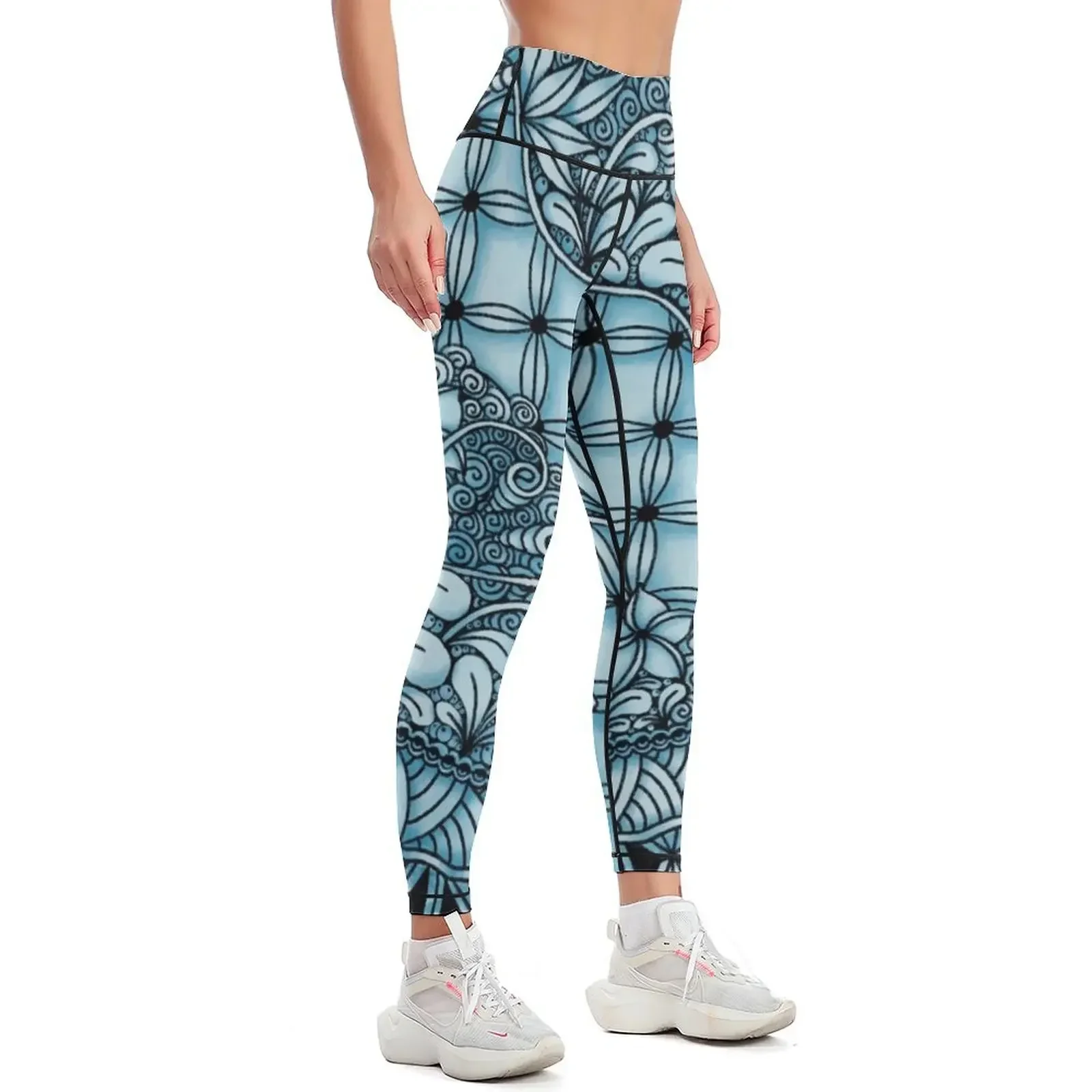 Fantasie_Light Blue/Black Leggings Legging sport push up tights for jogging pants Women's tights Womens Leggings