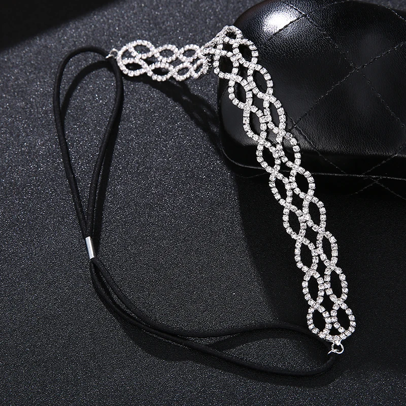 Volldiamant-Haarband mit Krallenkette, klassisches Stretch-Stirnband für Damen und Mädchen, Party-Tiara der Königin, Schmuckzubehör – Detail 5