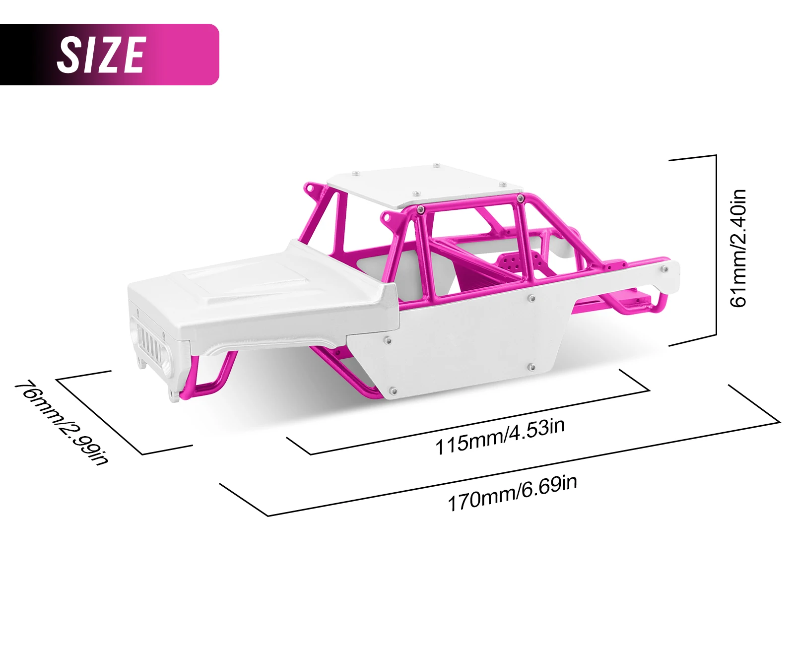 โครงรถ OGRC แบบมีโรลเคจ ทำจากอะลูมิเนียมอัลลอยด์ทั้งหมด + แชสซี + ตัวถัง สำหรับรถ Axial SCX24 Bronco JLU B-17 C10 ขนาด 1/24 รุ่นอัพเกรด