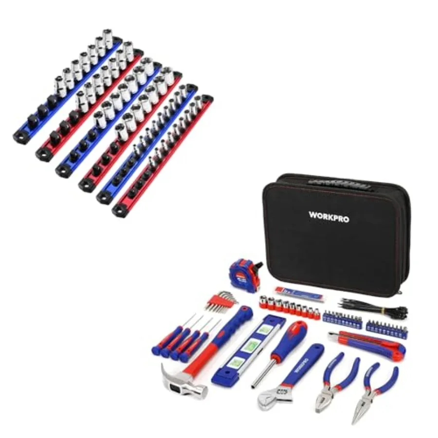 

Home Tool Kit and 6-Piece Magnetic Socket Organizer Set