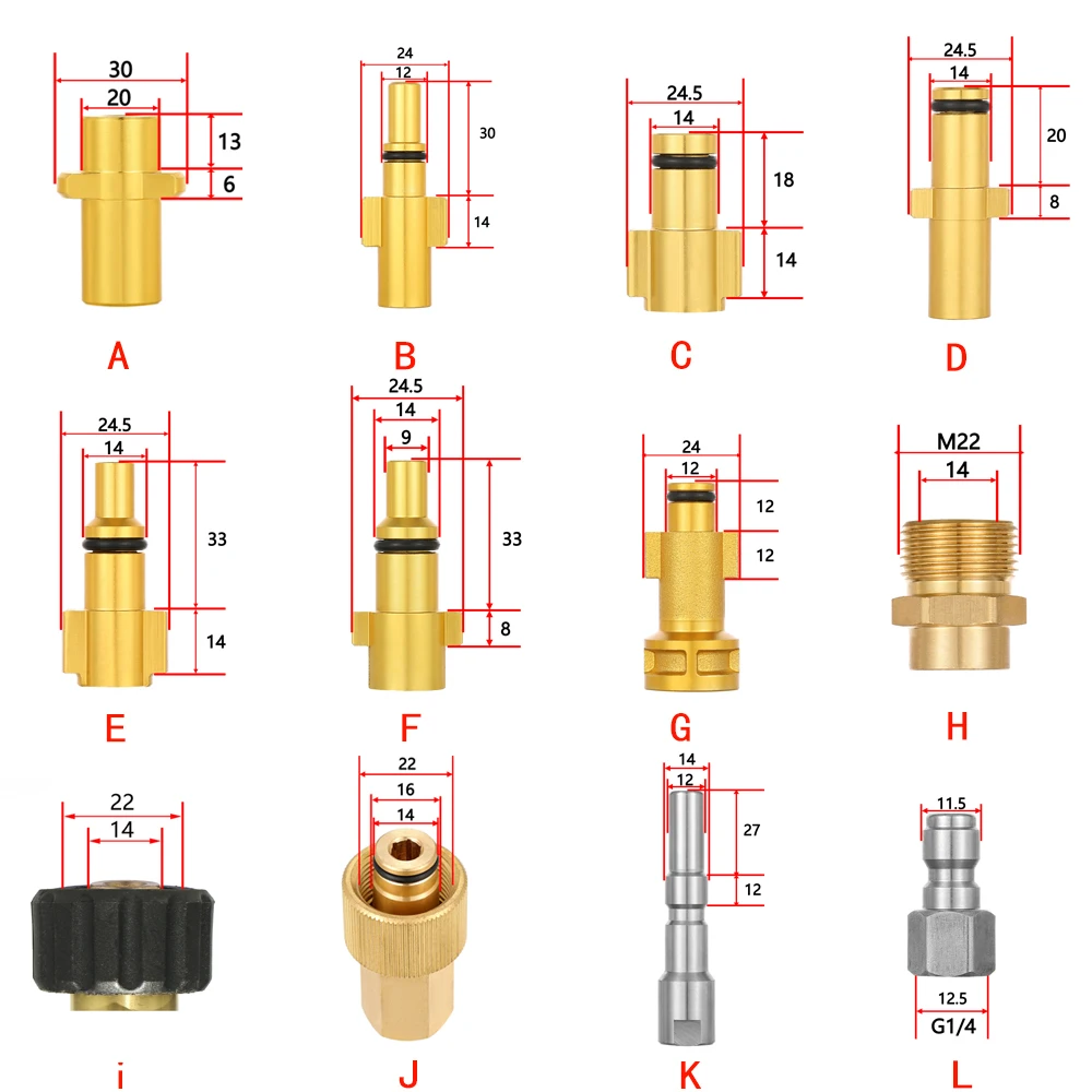 Pressure Washer Gun Bayonet Adapter Snow Foam Lance Hose Adapter High Pressure Foam Gun Nozzle for Karcher Nilfisk  Bosch Huter