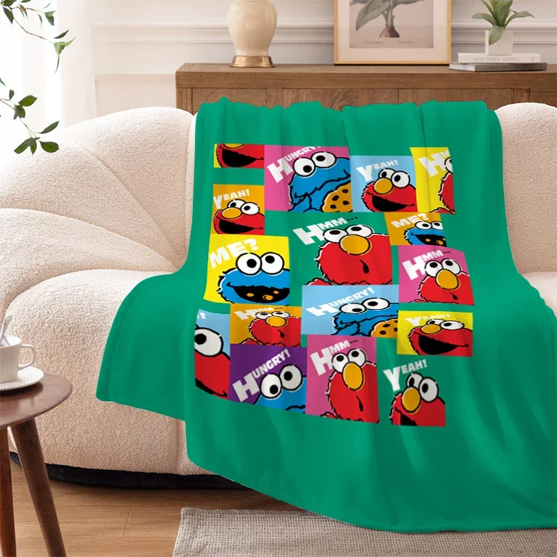 Bed Blanket Sofa Winter S-Sesame Streets Warm Knee Fleece Camping Custom Nap Fluffy Soft Blankets King Size Microfiber Bedding