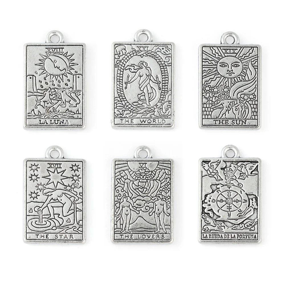 10 pieces/pack Tarot cards Sun Moon Cat alloy pendant earrings necklace keychain jewelry making process DIY