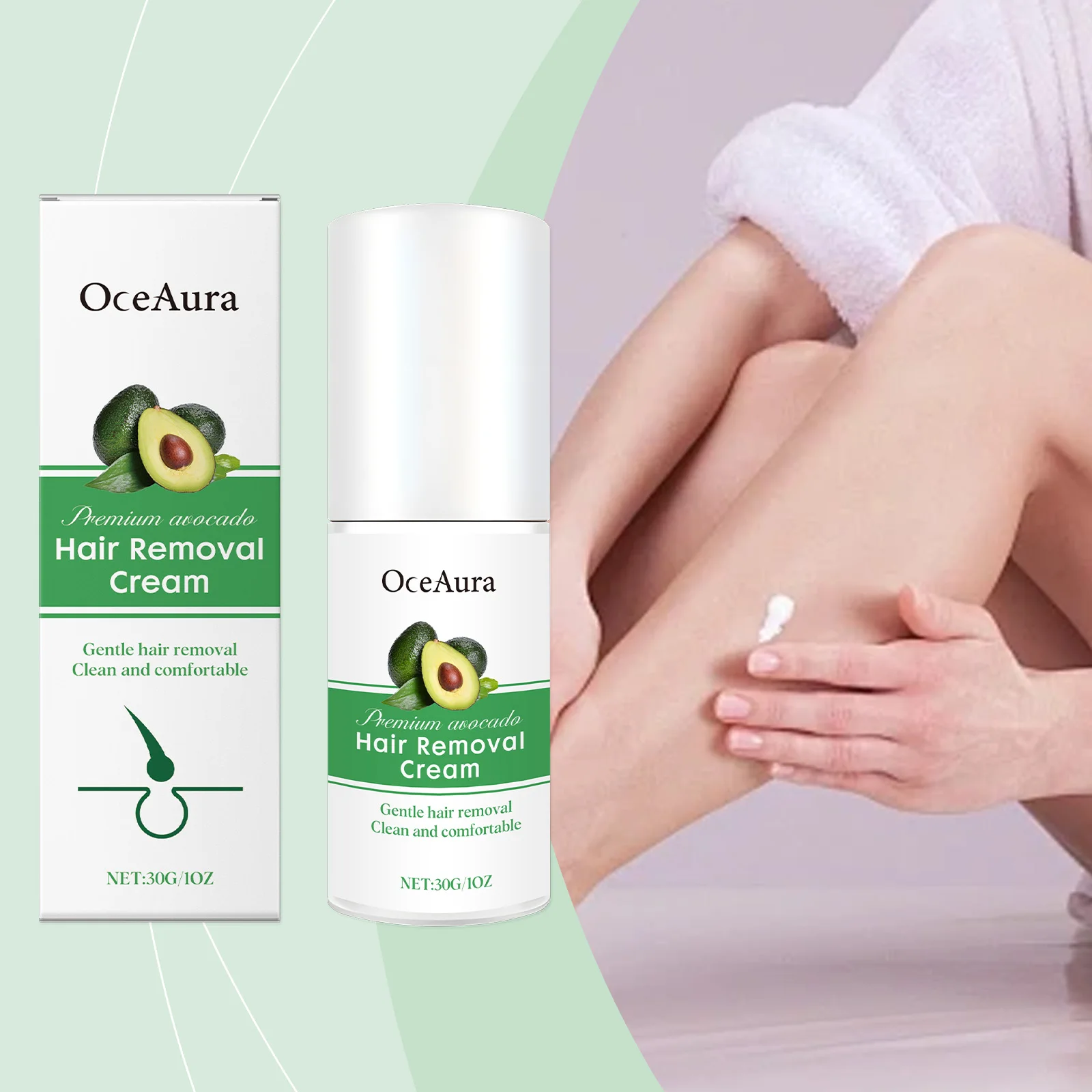 

Avocado Gentle Efficient Hair Removal Cream Soften Slow down Hair Growth Shrink Pore Smooth Skin Rapid Painless Hair Removal Gel
