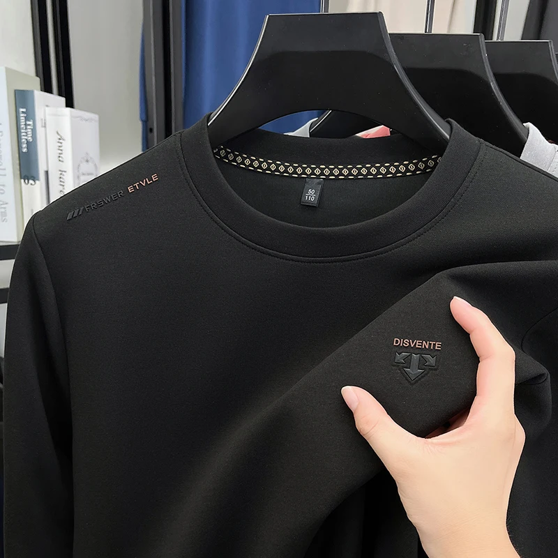 

Высококачественный мужской пуловер с круглым вырезом и длинными рукавами, осень-зима, новый однотонный принт, антипиллинг, повседневная мужская одежда для поездок на работу