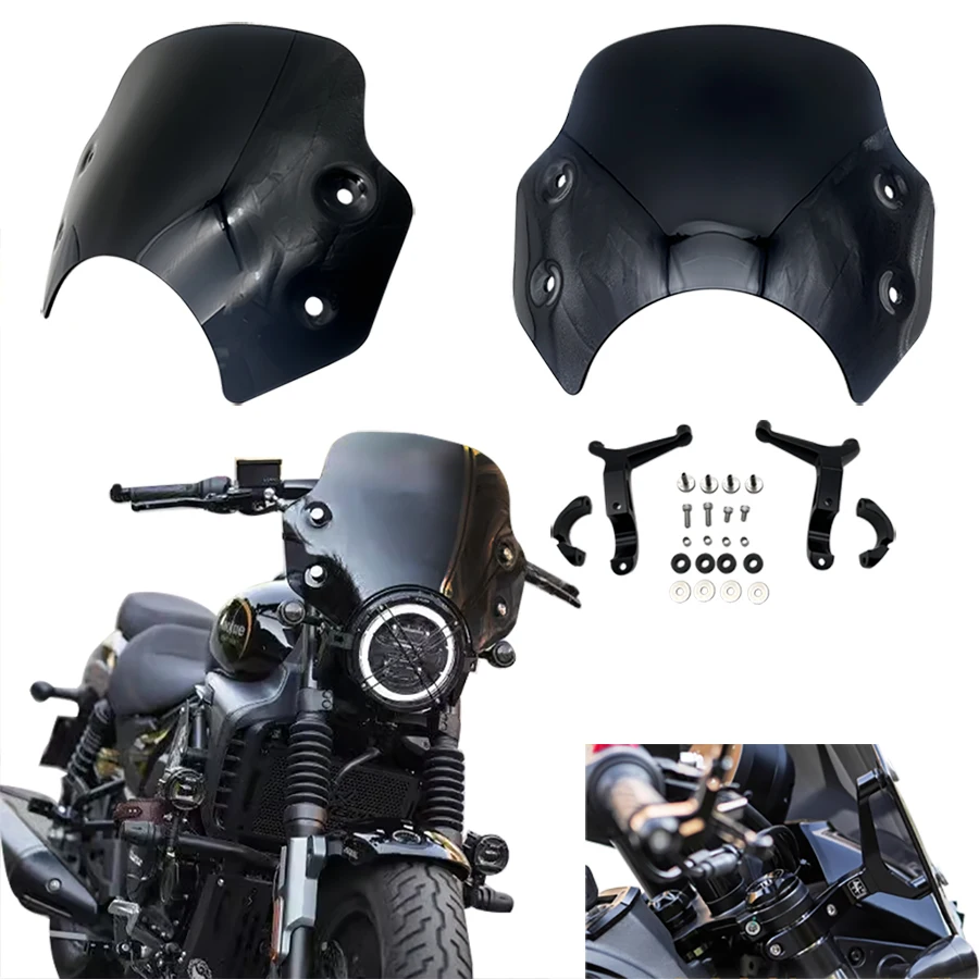 

Suitable for modifying the front windshield of the Haojue TR300PLUS 330mm short model with black transparent decorative front