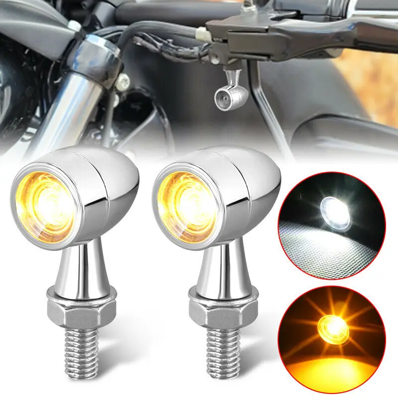 

Mini Bullet Motorcycle Led Turn Signal Light Brake Light Blinker Amber White Red Flashing Indicator Light For Bobber Cafe Racer