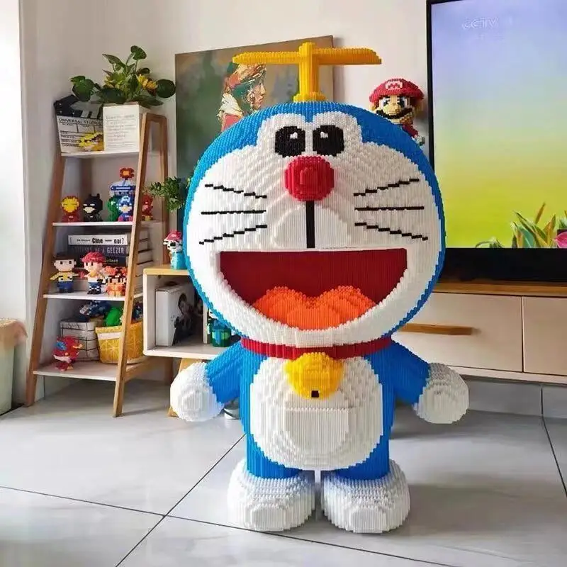 Nieuwe 80000 graan gigantische Doraemon Blue Fat Man China-Chic puzzelblok kleine korrel speelgoed verjaardagscadeau voor mannen en vrouwen