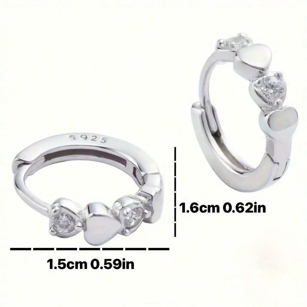 Cute Heart Small Hoop Earrings Women 3 Metal Colors Trendy Girls Ear Circle Earrings Fancy Accessories Statement Jewelry image 4