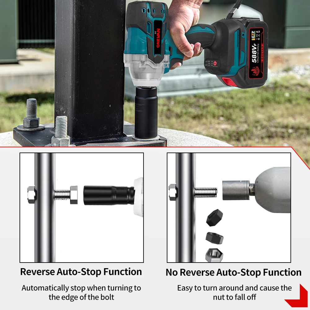 ONEVAN 520N.M عزم الدوران فرش المفتاح الكهربائي الكهربائية تأثير وجع اللاسلكي إصلاح السيارات أداة السلطة ل 21 فولت 18 فولت بطارية دبوس