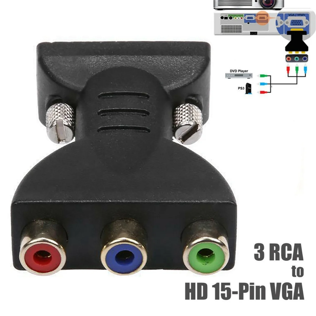 Bester 3-RCA-RGB-Buchse auf HD 15-Pin-VGA-Stil Component Video Jack Adapter Conventer