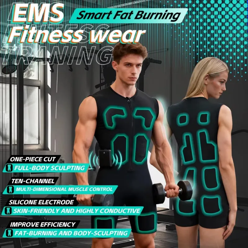 Intelligent EMS Muscle Training Integrated Wearable Device 10 Channels 22 Silicone Electrodes APP Control 2000mAh Lightweight