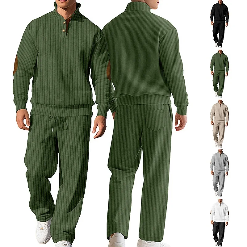 Men's Casual Jogger Pants & Matching Set Spring Summer Knit Tracksuit
