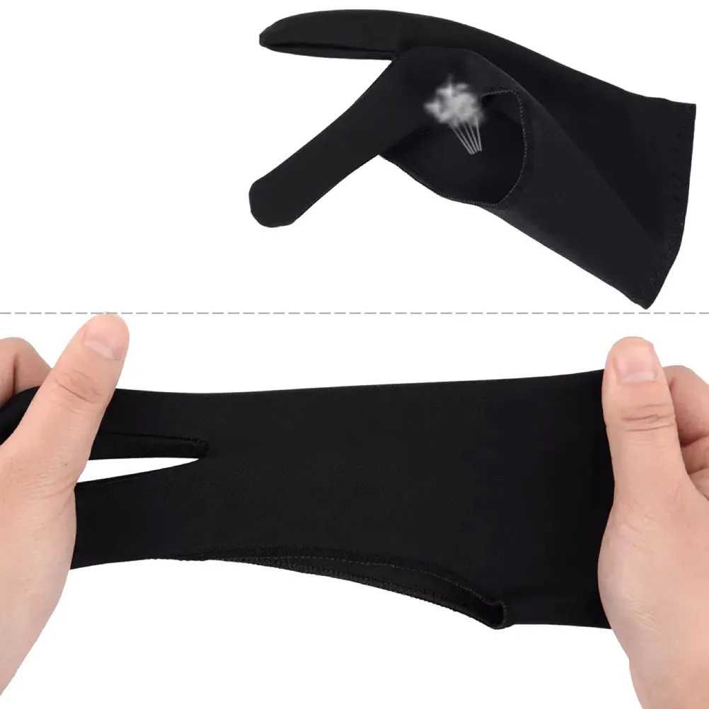 4Pcs Spandex Two Finger Drawing Gloves Anti-Slip Anti-Sweat Breathable Artist Sketch Painting Gloves for Graphic Tablet
