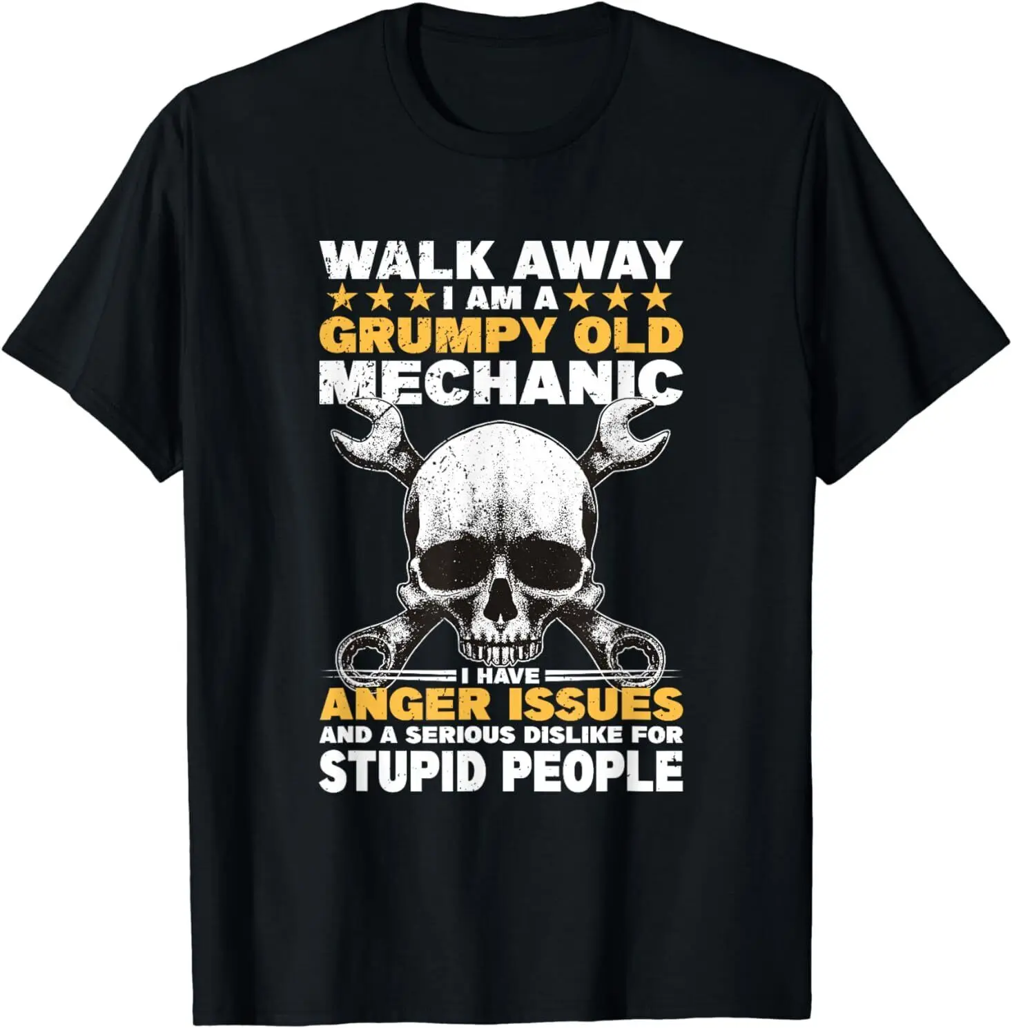 

NEW LIMITED Walk Away I am a Old Mechanic, Distressed Skull Dad Tee T-Shirt