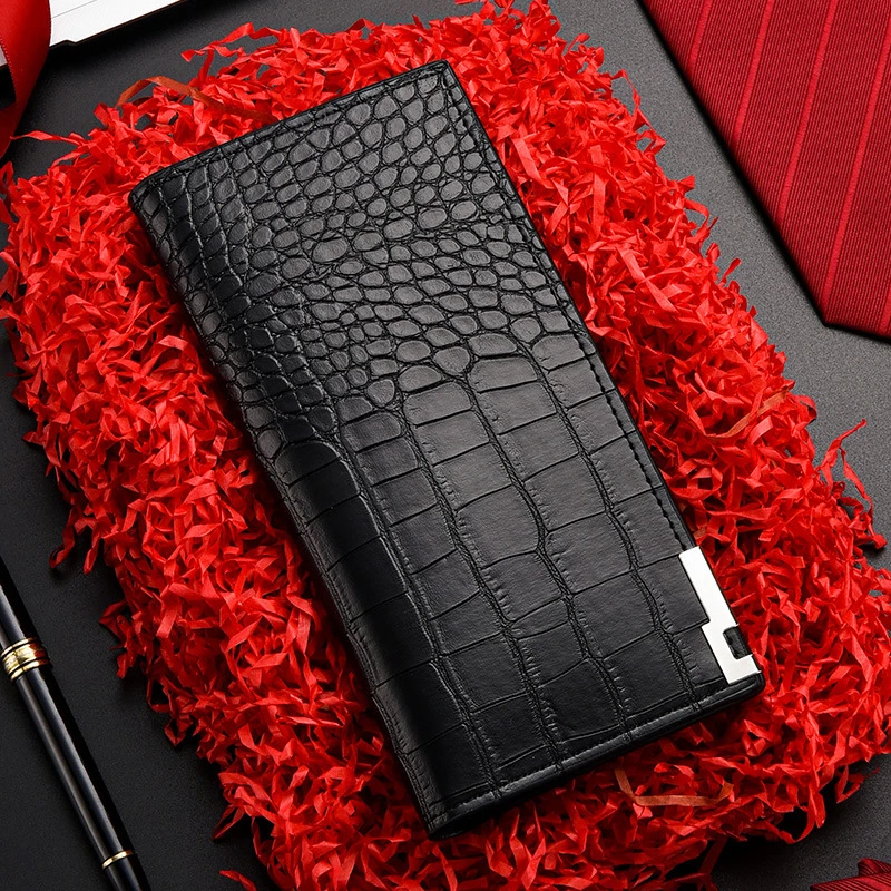 

2025 Fashion Business Men's Alligator Wallets Crocodile PU Leather Long Organizer Wallet Boy Brand Luxury Card Holder Purse