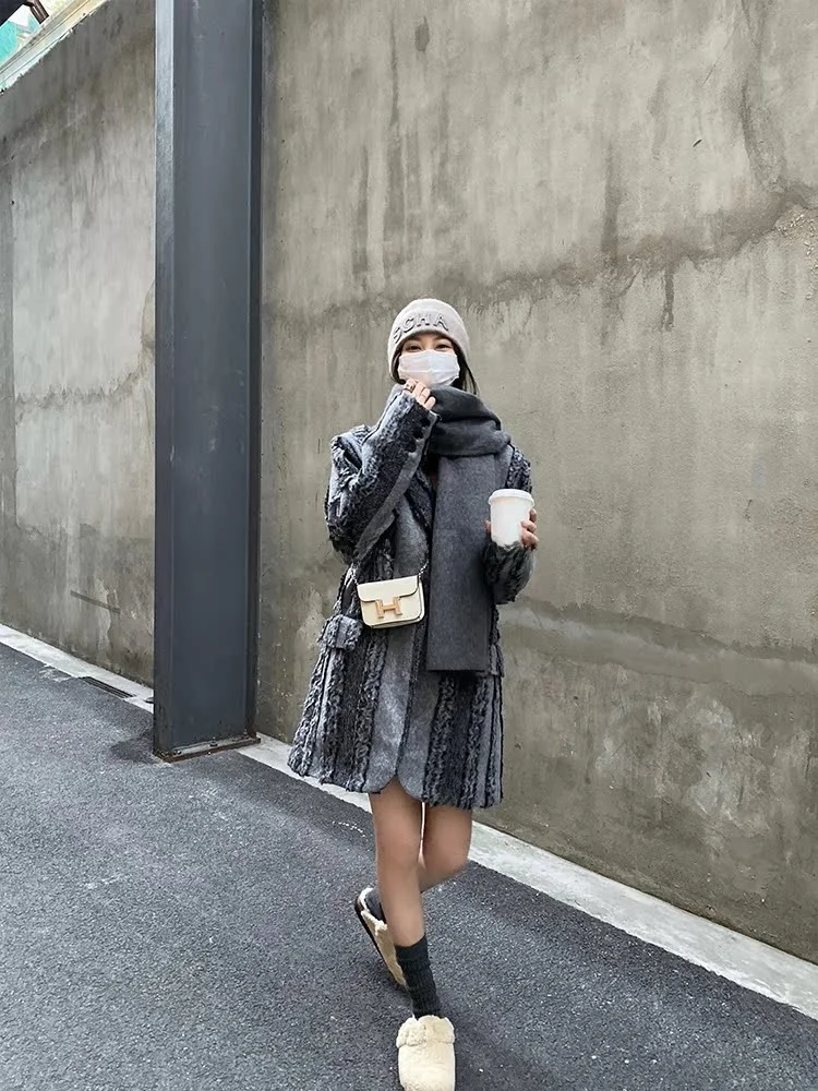 

4PRIL Cotton Blend Long Jaet Women's Winter Casual Loose Warm Suit Outerwear Single Button Closure Regular Sve Length