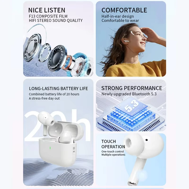 New Air Pro Wireless Bluetooth Earphones TWS Headset HiFi Earbuds Noise Reduction Headphones Waterproof For IPHONE Android