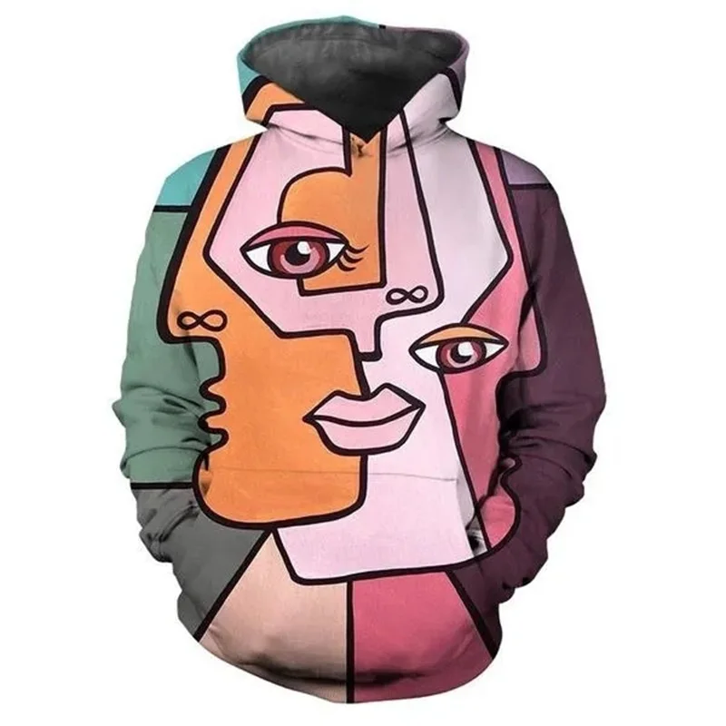 Abstract Art 3D Printing Hoodie Fashion Hip-hop Y2K Men Women Casual Sweater Hoodie Mens Clothes Tops Pullovers Hooded Clothing