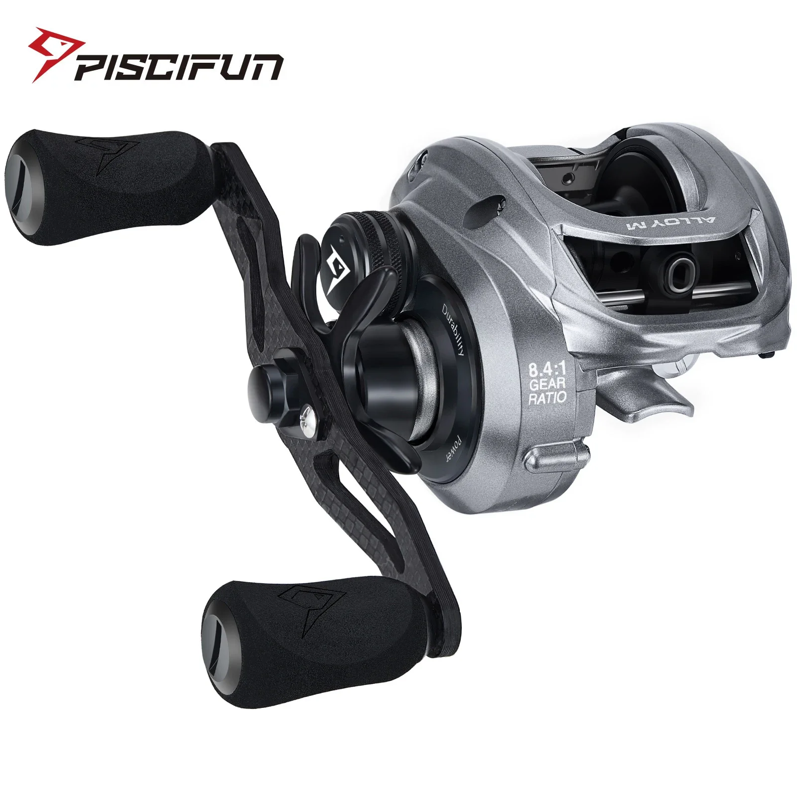 Piscifun Lega M Mulinello da baitcasting in metallo 10KG 22LB Max Drag con cuscinetti scudi ad alta e bassa velocità Mulinello da pesca in acqua salata forte