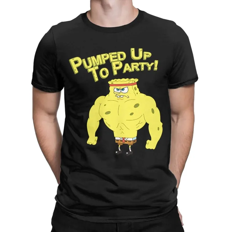 Nueva Camiseta de Algodón de Bob Esponja para Hombre, Estilo Musculoso, para Parejas, Adultos y Niños, Multifuncional, Regalo de Verano